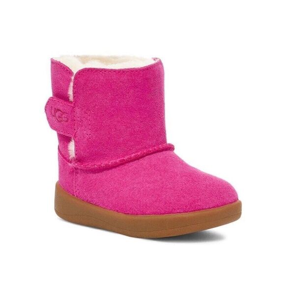 UGG I KEELAN Boot Infant 0/1 Pink Suede Shoes Fur Lined Winter Boots NEW - Picture 1 of 7
